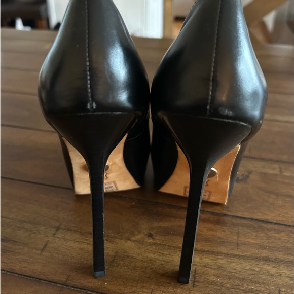 Bebe Platform Heels Size 8 M Black Leather - Picture 7 of 7